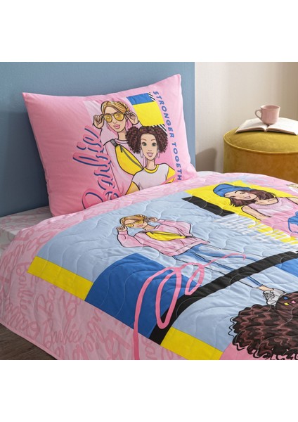 Taç Lisanslı Barbie Bright Tek Kişilik Pamuk Complete Set