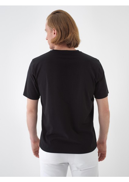 Erkek Siyah Slim Fit Pamuklu Basic Tişört fırsatları