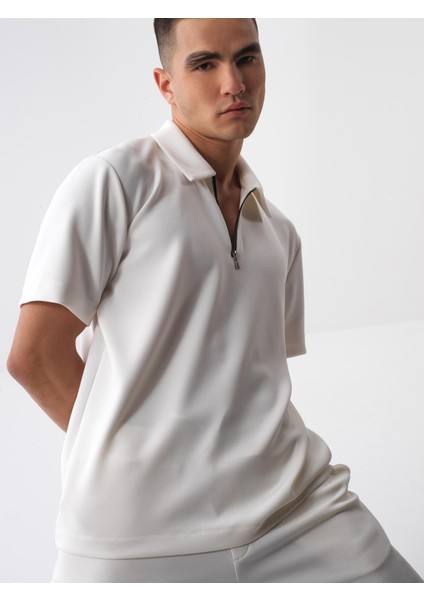 Erkek Beyaz Regular Fit Modal Polo Yaka Tişört modelleri