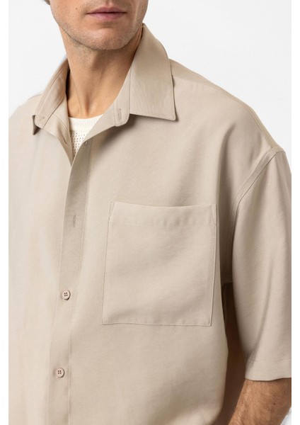 Bej Relaxed Kısa Kollu Erkek Gömlek indirimleri
