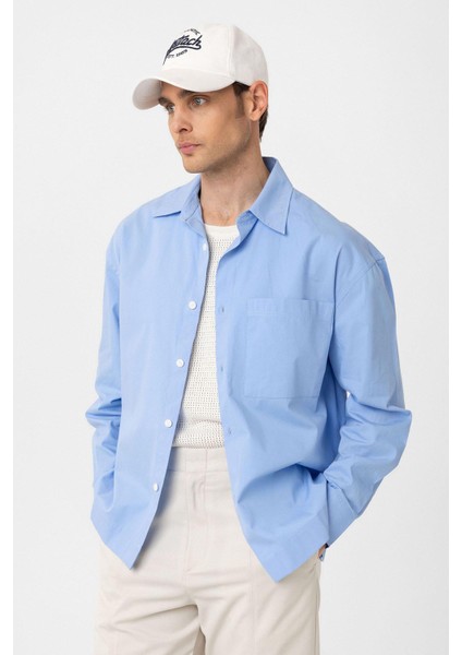 Bebe Mavi Pamuklu Relaxed Erkek Gömlek