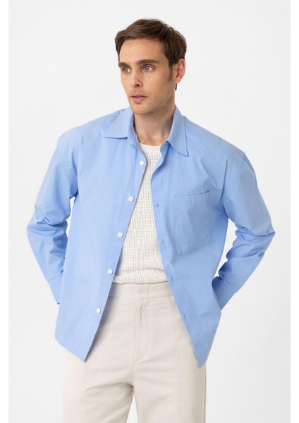 Bebe Mavi Pamuklu Relaxed Erkek Gömlek