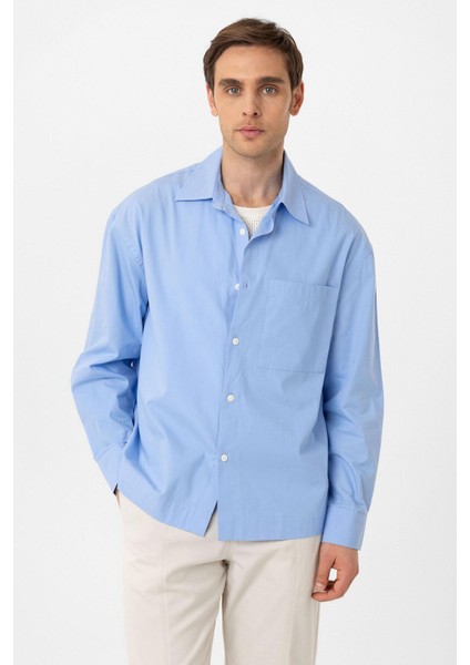 Bebe Mavi Pamuklu Relaxed Erkek Gömlek