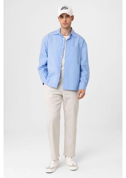 Bebe Mavi Pamuklu Relaxed Erkek Gömlek