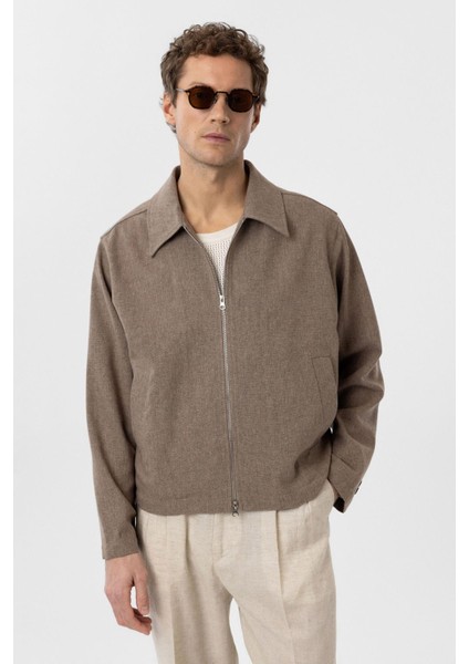 Kahve Mevsimlik Relax Fit Erkek Mont