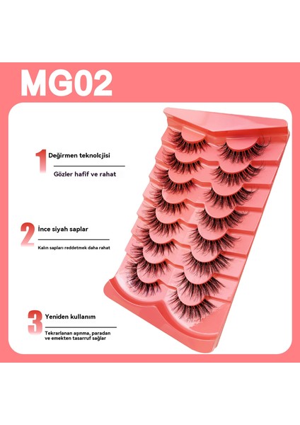 Sekiz Çift MG02 Kalın ve Doğal Kıvrık (Yurt Dışından)