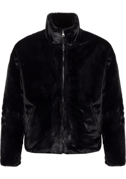 Siyah Erkek Dik Yaka Suni Kürk Mont indirimleri