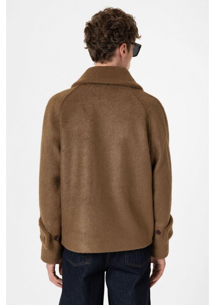 Açık Kahve Kruvaze Crop Fit Erkek Mont