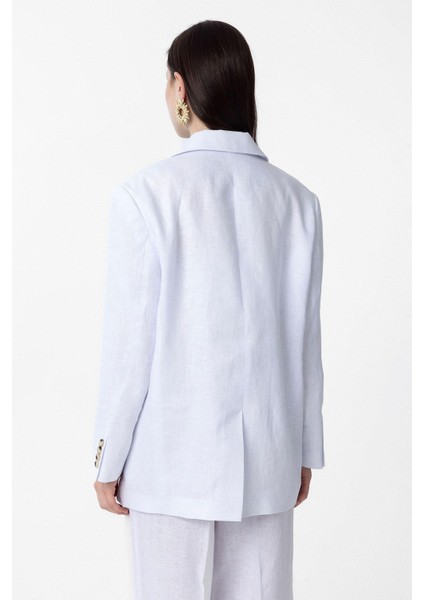 Beyaz 100% Keten Kadın Blazer Ceket indirimleri