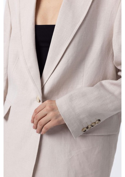 Bej 100% Keten Kadın Blazer Ceket fırsatları