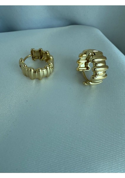 Gold Kalın Form Halka Küpe