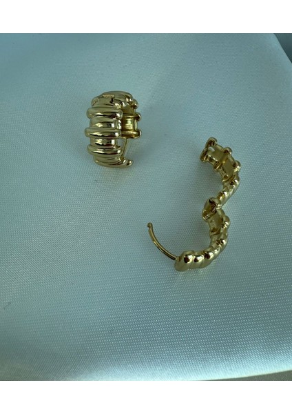 Gold Kalın Form Halka Küpe