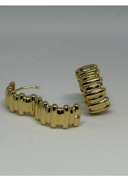 Gold Kalın Form Halka Küpe
