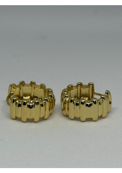 Gold Kalın Form Halka Küpe