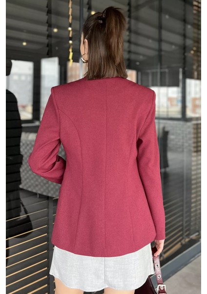 Kadın Düğme Detaylı Kruvaze Yaka Blazer Ceket P-00015646 modelleri