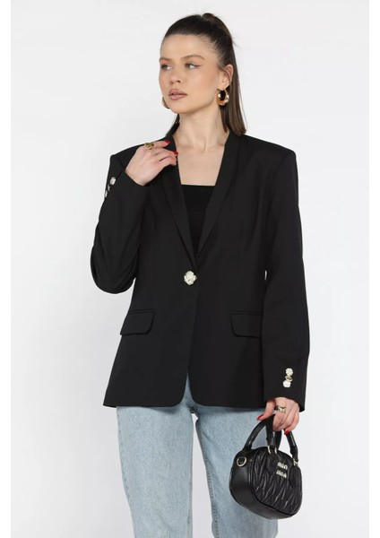 Kadın Düğme Detaylı Kruvaze Yaka Blazer Ceket P-00015646 fiyatları
