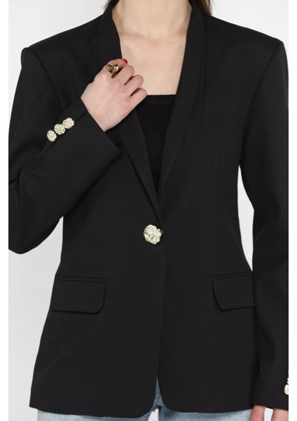 Kadın Düğme Detaylı Kruvaze Yaka Blazer Ceket P-00015646 fırsatları