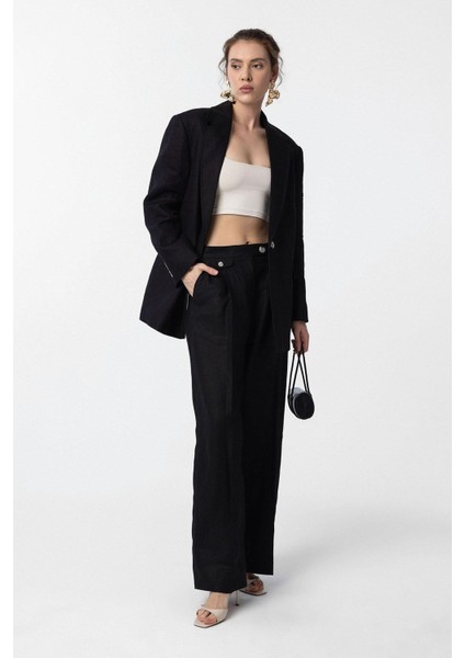Siyah 100% Keten Kadın Blazer Ceket fiyatları