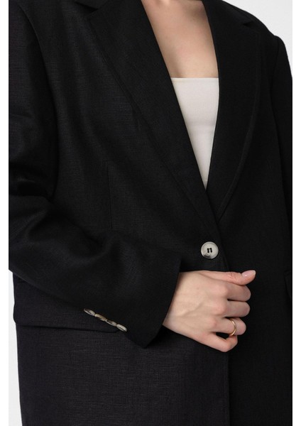 Siyah 100% Keten Kadın Blazer Ceket fırsatları