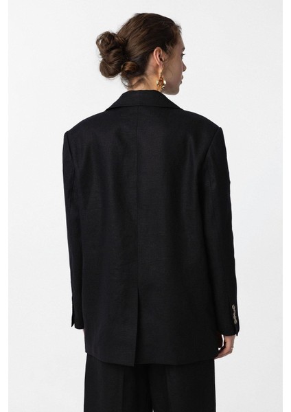 Siyah 100% Keten Kadın Blazer Ceket indirimleri