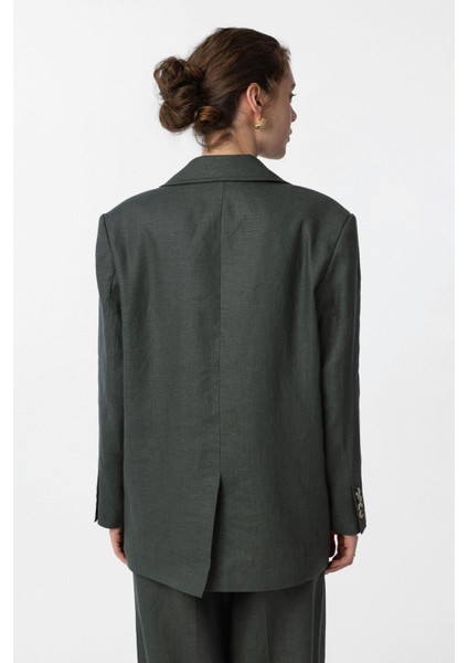 Haki 100% Keten Kadın Blazer Ceket indirimleri