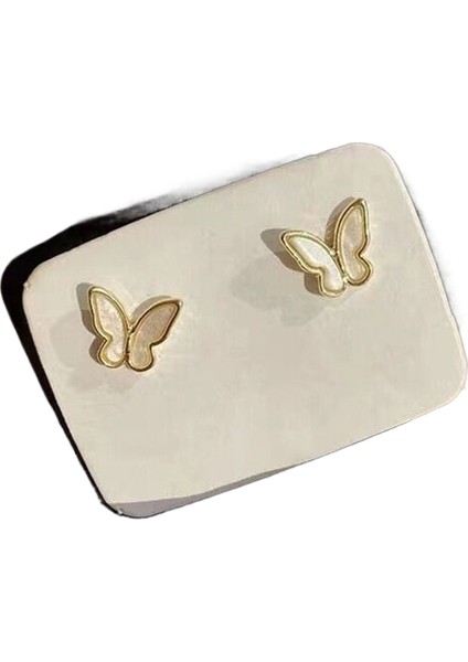 Kore Tarzı Kamelya Tarzı Delinmemiş Küpe Inci Çiçek Dama Tahtası Elmas Küpe Kadınlar Için (Yurt Dışından)