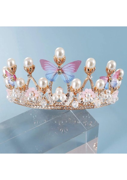 A Romantik Kelebek Şekli Prenses Taç Kızlar Için El Yapımı Rhinestone Tiara Inci Kafa Bandı Doğum Günü Düğün Modeli Için Podyum (Yurt Dışından) modelleri