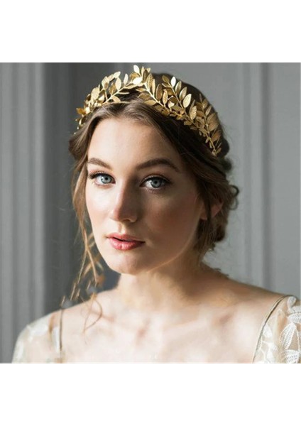 FG052 Retro Altın Yaprak Düğün Roman Gelin Yunan Kadın Saç Aksesuarları Gelin Kafası Mücevher Kafa Bandı Kafa Tiaras Taç Takı Saç Hoop (Yurt Dışından)