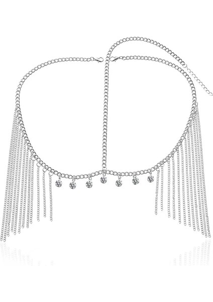 Gümüş Rengi Kadınlar Için El Yapımı Metal Püskül Alın Taklidi Kolye Saç Zinciri Takı Boho Gelin Kafa Zinciri Düğün Başlığı (Yurt Dışından)