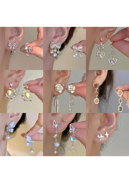 925 Gümüş Iğne Yay Küpe Kore Tarzı Küpeler Üst Düzey Küpeler Niş Inciler Çok Yönlü Mizaç Küpeleri (Yurt Dışından) modelleri