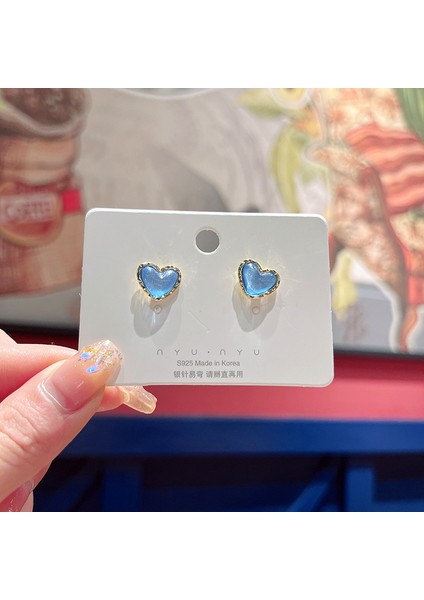 Gümüş Iğne Seti Kedi Gözü Küpeler, Üst Düzey, Modaya Uygun ve Çok Yönlü, Hafif Lüks Küpeler, Sade ve Zarif Zirkon Küpeler (Yurt Dışından)