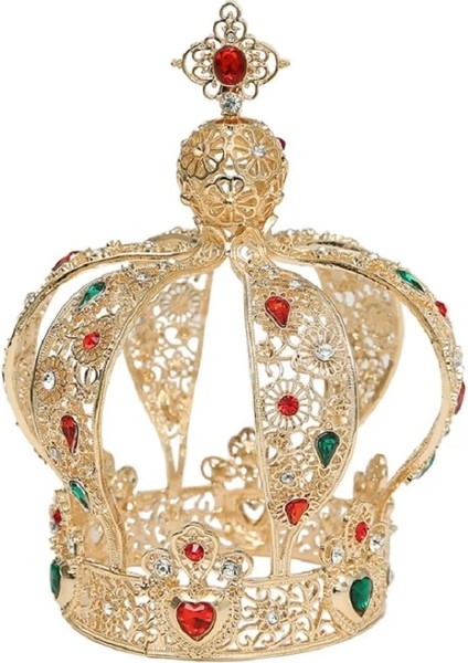 Gümüş Rengi Castle Metal Crown- Cake Crown Topper King Retro Siyah Headdress Barok Taç Süsleri (Yurt Dışından)
