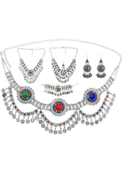 Takı Seti 3 Çingene Sikke Boncuk Kafa Zinciri Hint Etnik Tribal Saç Takı Klip Headdress Rhinestone Bohemia Alın Düğün Saç Aksesuarları (Yurt Dışından) modelleri