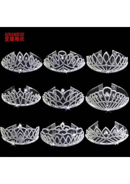 No.9 Boyutu Aınameısı Yeni Gelenler Gelin Tiaras ve Taçlar Moda Charm Rhinestone Düğün Tiara Combs Saç Aksesuarları Pageant Takı (Yurt Dışından) fiyatları