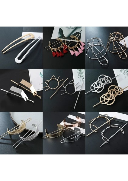 Altın Tarzı NO.319 Boyutu Vintage Taç Bu Yaprak Topuz Üst Saç Sopa Alaşım Püsküller Bun Tutucu Saç Aksesuarları Boho Büyüleyici Bun Kafes Femme Bijoux (Yurt Dışından)