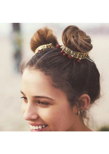 Altın Tarzı NO.319 Boyutu Vintage Taç Bu Yaprak Topuz Üst Saç Sopa Alaşım Püsküller Bun Tutucu Saç Aksesuarları Boho Büyüleyici Bun Kafes Femme Bijoux (Yurt Dışından)