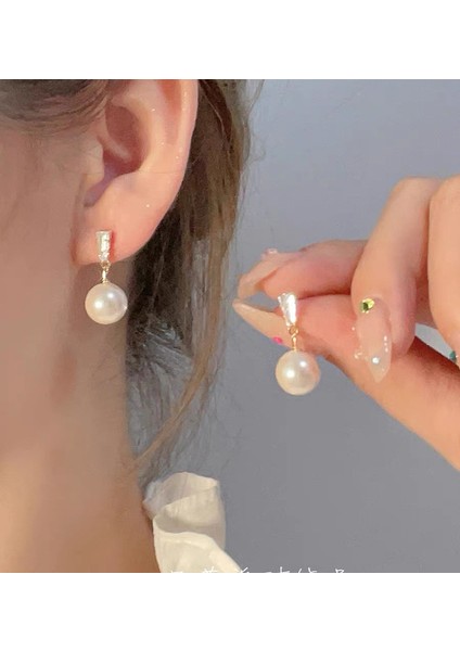 925 Gümüş Iğne Yay Küpe Kore Tarzı Küpeler Üst Düzey Küpeler Niş Inciler Çok Yönlü Mizaç Küpeleri (Yurt Dışından)