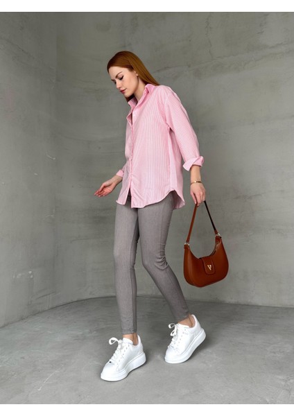 JEAN-08131 Gri Yüksek Bel Likralı Skinny Jean