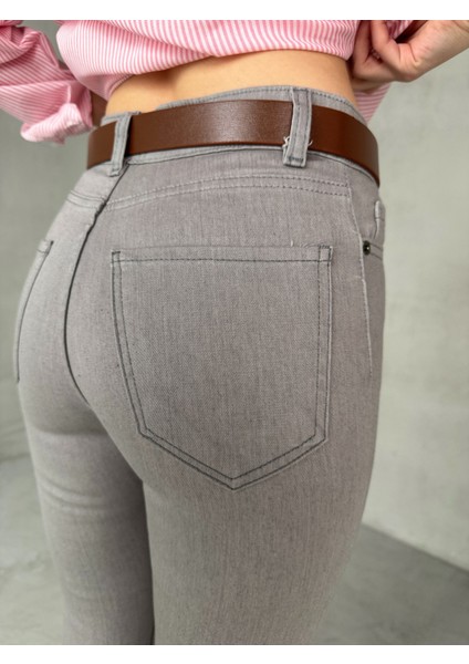 JEAN-08131 Gri Yüksek Bel Likralı Skinny Jean modelleri