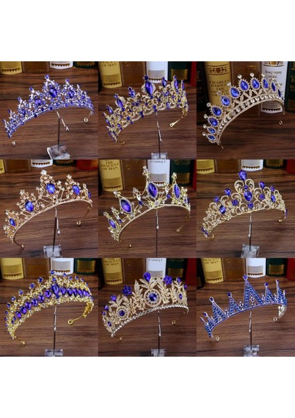 Taç Stili Kraliçe Tacı Rhinestone Düğün Kafa Gelin Saç Takı Kraliyet Mavi Kristal Kadınlar Diadem Büyük Quinceanera Tiaras ve Gelinler Için Taçlar (Yurt Dışından) fiyatları