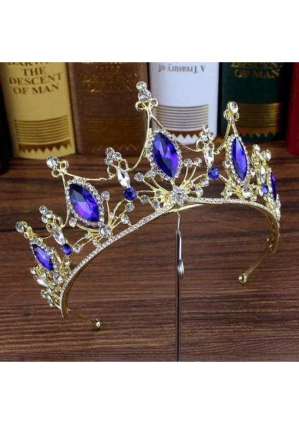 Taç Stili Kraliçe Tacı Rhinestone Düğün Kafa Gelin Saç Takı Kraliyet Mavi Kristal Kadınlar Diadem Büyük Quinceanera Tiaras ve Gelinler Için Taçlar (Yurt Dışından) modelleri