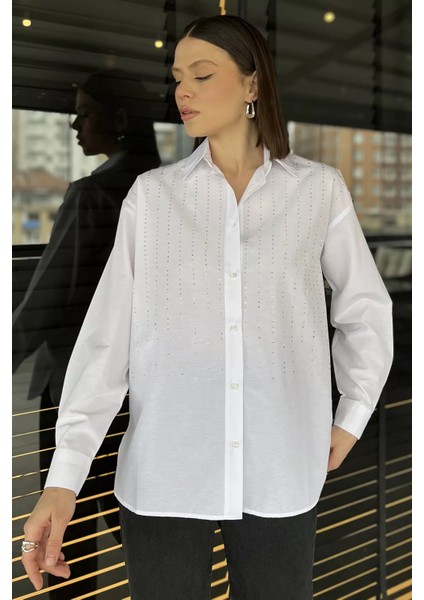 Kadın Uzun Kol Taşlı Gömlek