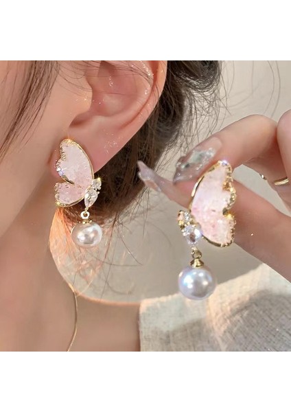 925 Gümüş Iğne Yay Küpe Kore Tarzı Küpeler Üst Düzey Küpeler Niş Inciler Çok Yönlü Mizaç Küpeleri (Yurt Dışından)