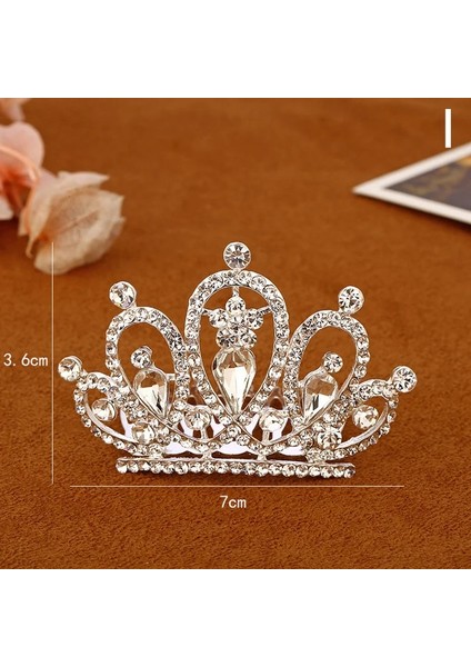I Çocuk Kız Glitter Rhinestone Taç Toka Prenses Yay Küçük Firkete Mini Tiara Saç Tarak Klipler Kadınlar Düğün Parti Favor (Yurt Dışından)