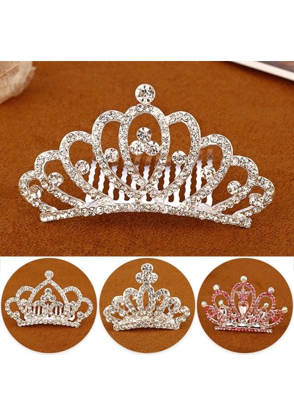 I Çocuk Kız Glitter Rhinestone Taç Toka Prenses Yay Küçük Firkete Mini Tiara Saç Tarak Klipler Kadınlar Düğün Parti Favor (Yurt Dışından) modelleri