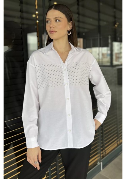 Taş Detaylı Oversize Kadın Gömlek fiyatları