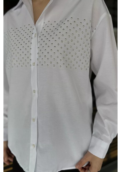 Taş Detaylı Oversize Kadın Gömlek fırsatları