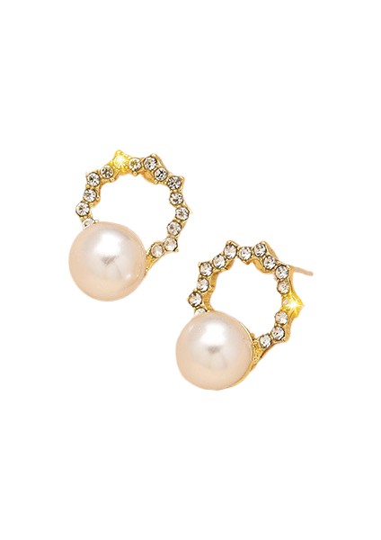 Kore Tarzı Kamelya Tarzı Delinmemiş Küpe Inci Çiçek Dama Tahtası Elmas Küpe Kadınlar Için (Yurt Dışından)