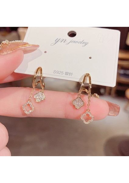 Popüler 925 Gümüş Iğne Küpe Klasik Geometrik Uzun Püskül Küpe (Yurt Dışından)