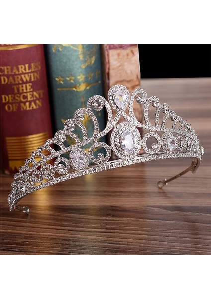 XC328BEYAZ Mamojko Kübik Zirkon Gelin Tiara Zirkonya Taç Cz Diadema Gelin Tacı Düğün Saç Aksesuarları Bijoux Cheveux Tiaras ve Taçlar (Yurt Dışından)